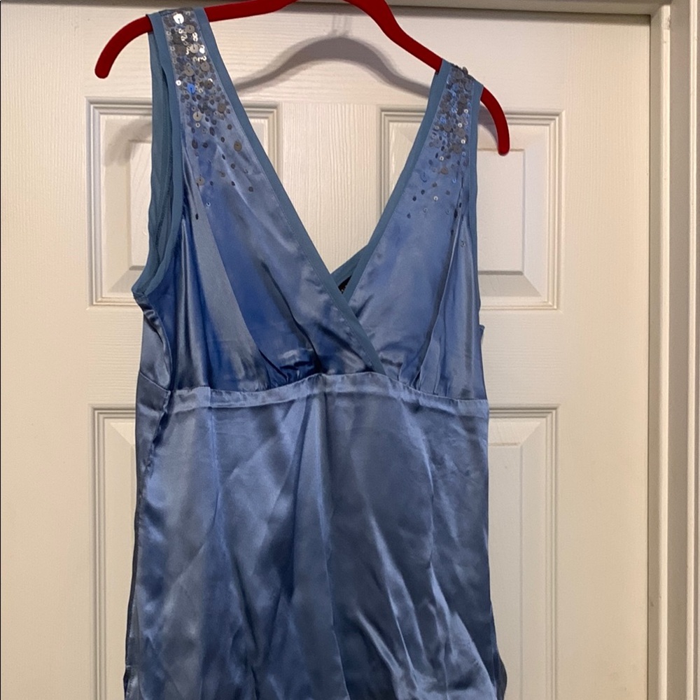 New York & Company Blue Sleeveless Top with Silver Accents